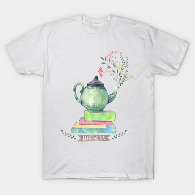 Books & Tea T-Shirt by eviebookish